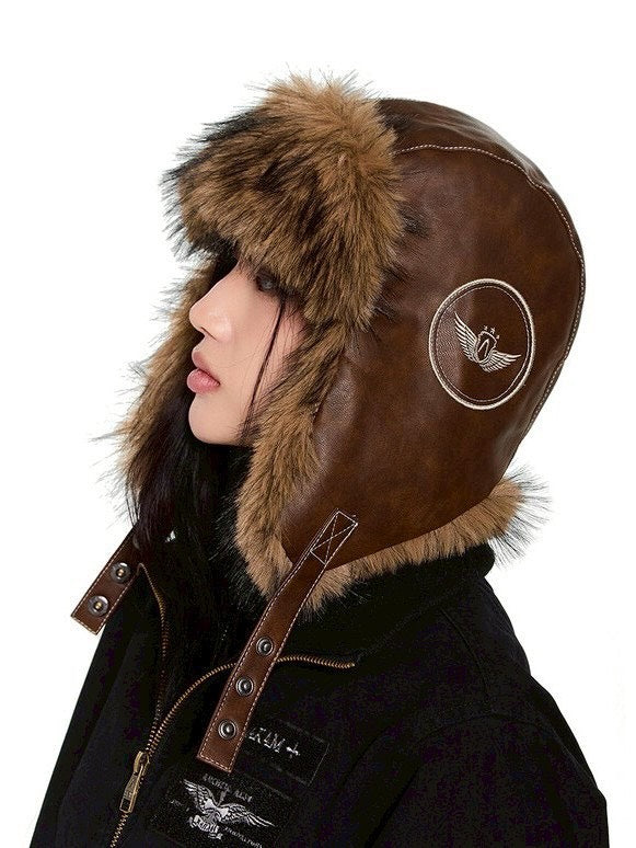 【AAKAM】Biker Leather Earflap Hat