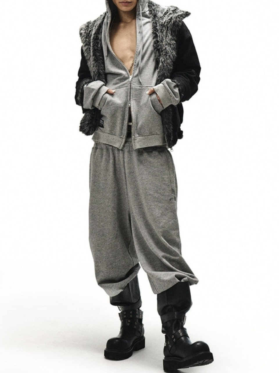 【BLACK PURPLE】Shadow Loop Zip-Up Hoodie