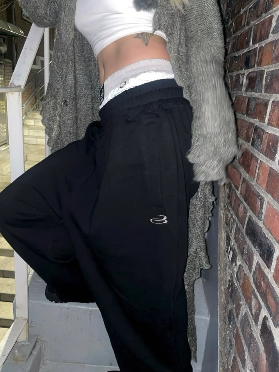 【BLACK PURPLE】Shadow Loop Wide Pants