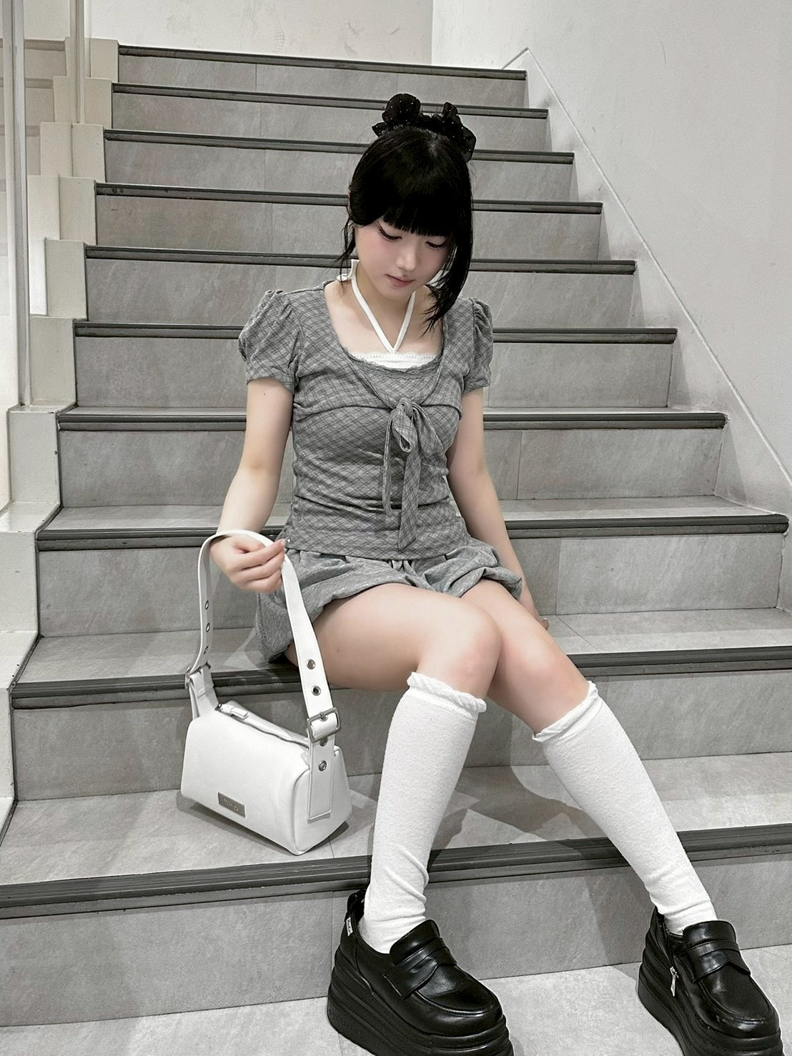 受注制【nmtc+】French Ribbon Check Top (2color)