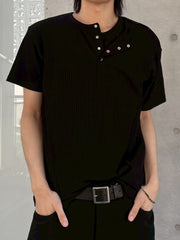 受注制【nmtc+】Shoulder Henley Eyelet Tee (3color)