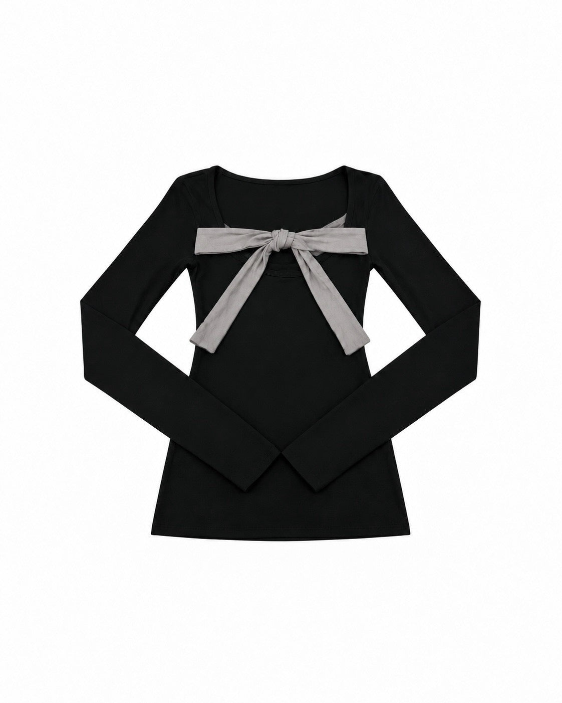 受注制【nmtc+】Ribbon Layered Long Sleeve Top (2color)