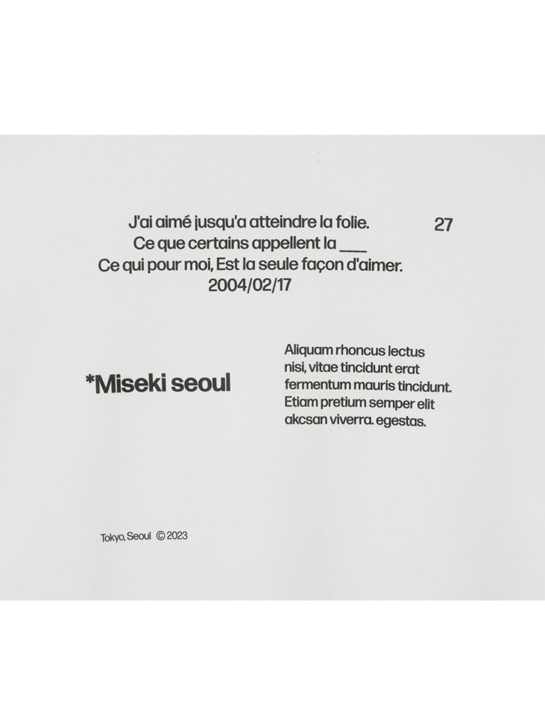 【Miseki seoul】Miseki typography short sleeves