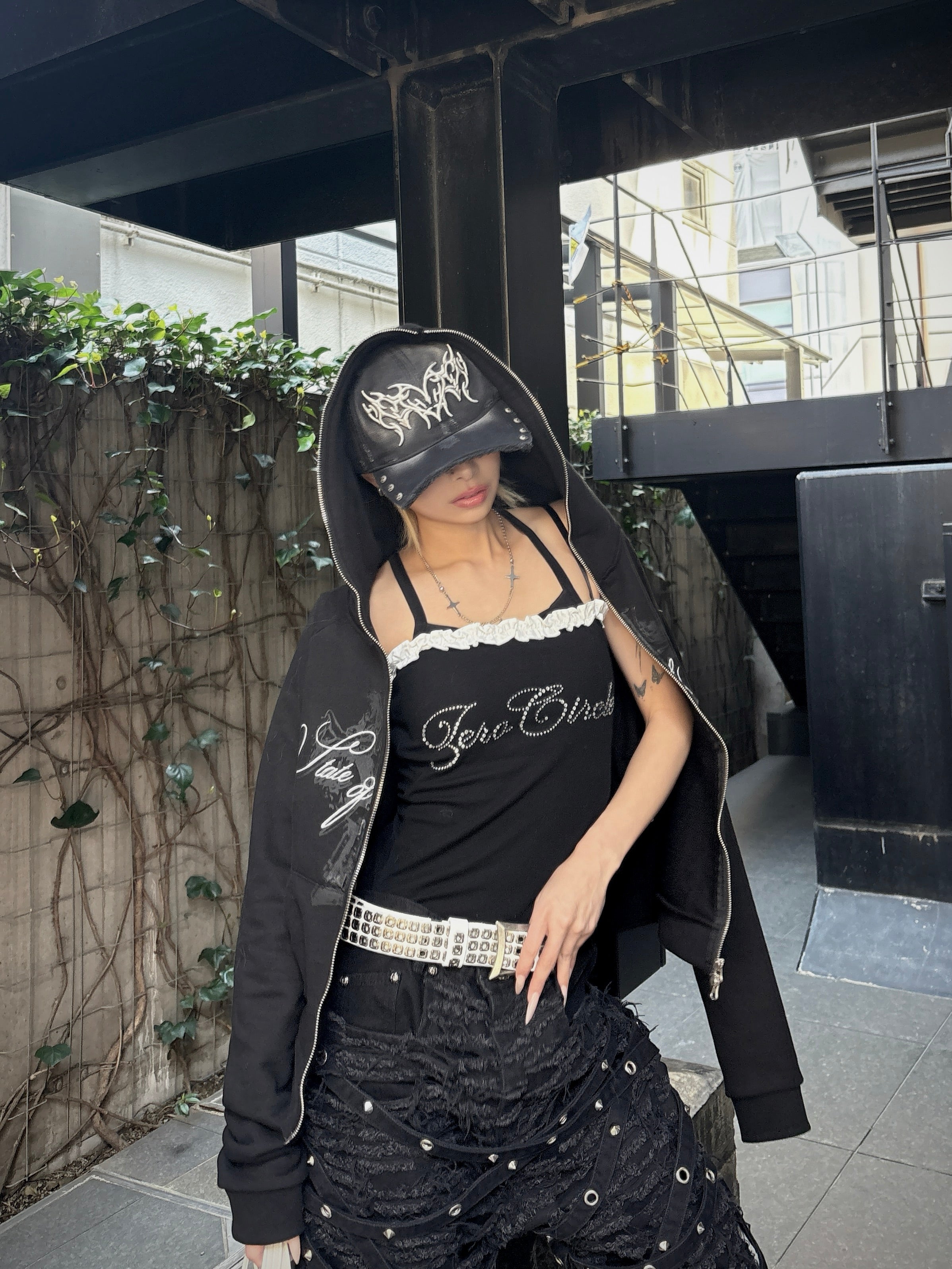 国際配送【Never mind the XU】rhinestone race camisole