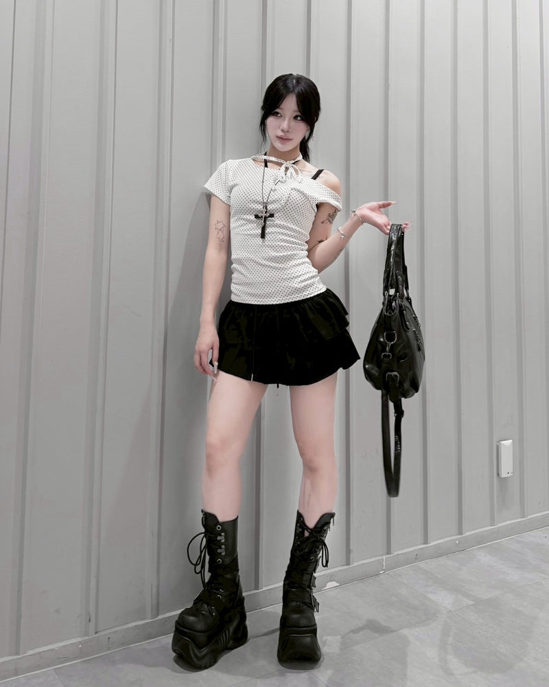 【nmtc+】Dot Ribbon Neck Tee (3color)
