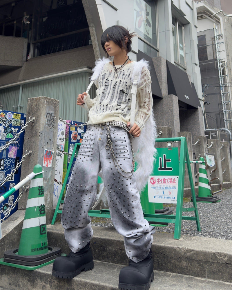 国際配送【Never mind the XU】damage loose knit