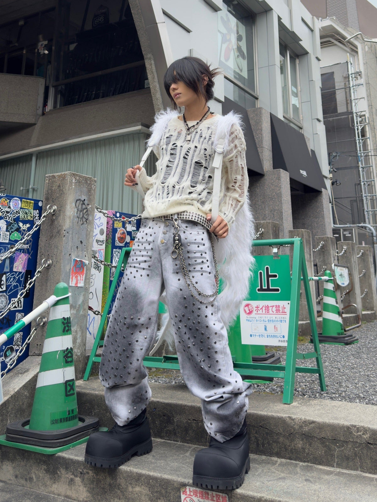 国際配送【Never mind the XU】damage loose knit