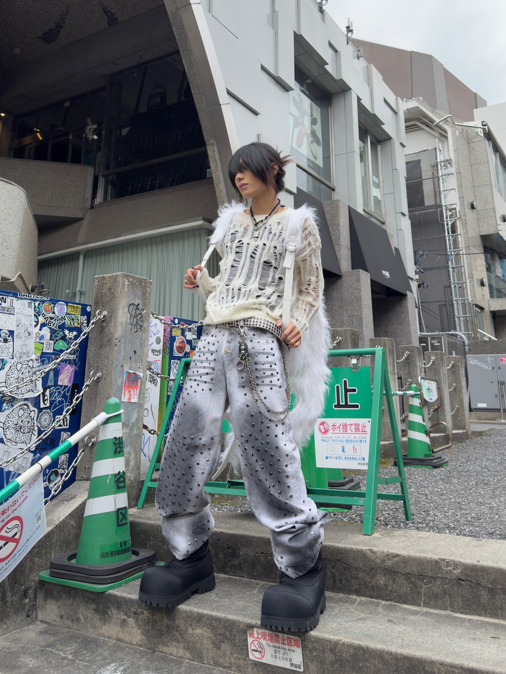 国際配送【Never mind the XU】damage loose knit