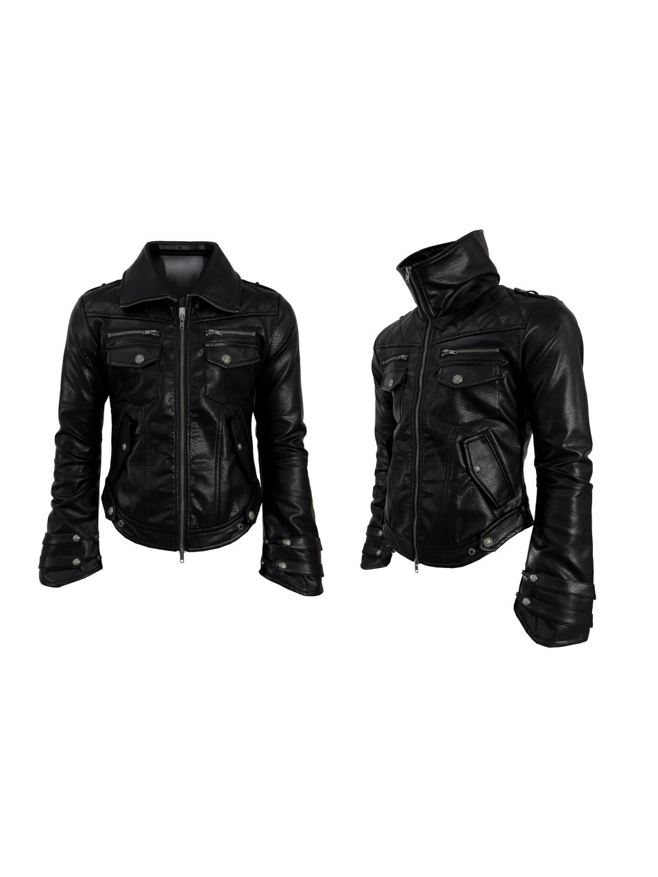 【Rosen Kreuz】HIGH-NECK GUARD LEATHER JACKET
