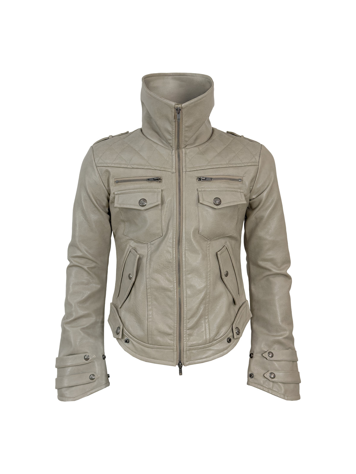 【Rosen Kreuz】HIGH-NECK GUARD LEATHER JACKET