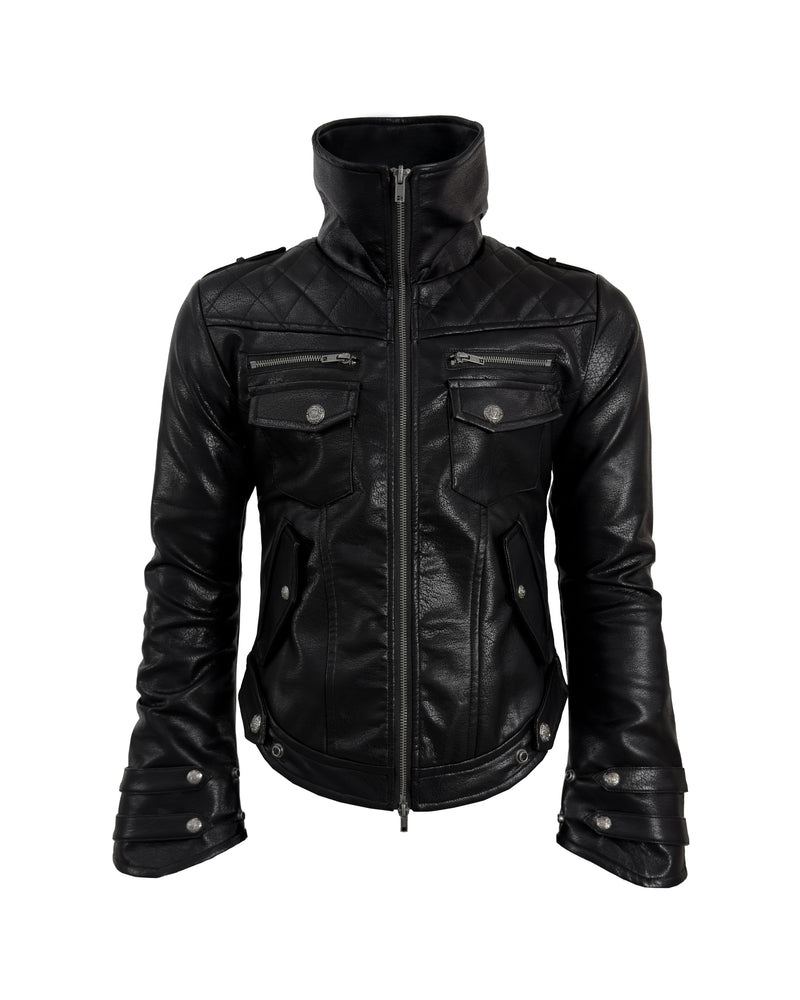 【Rosen Kreuz】HIGH-NECK GUARD LEATHER JACKET