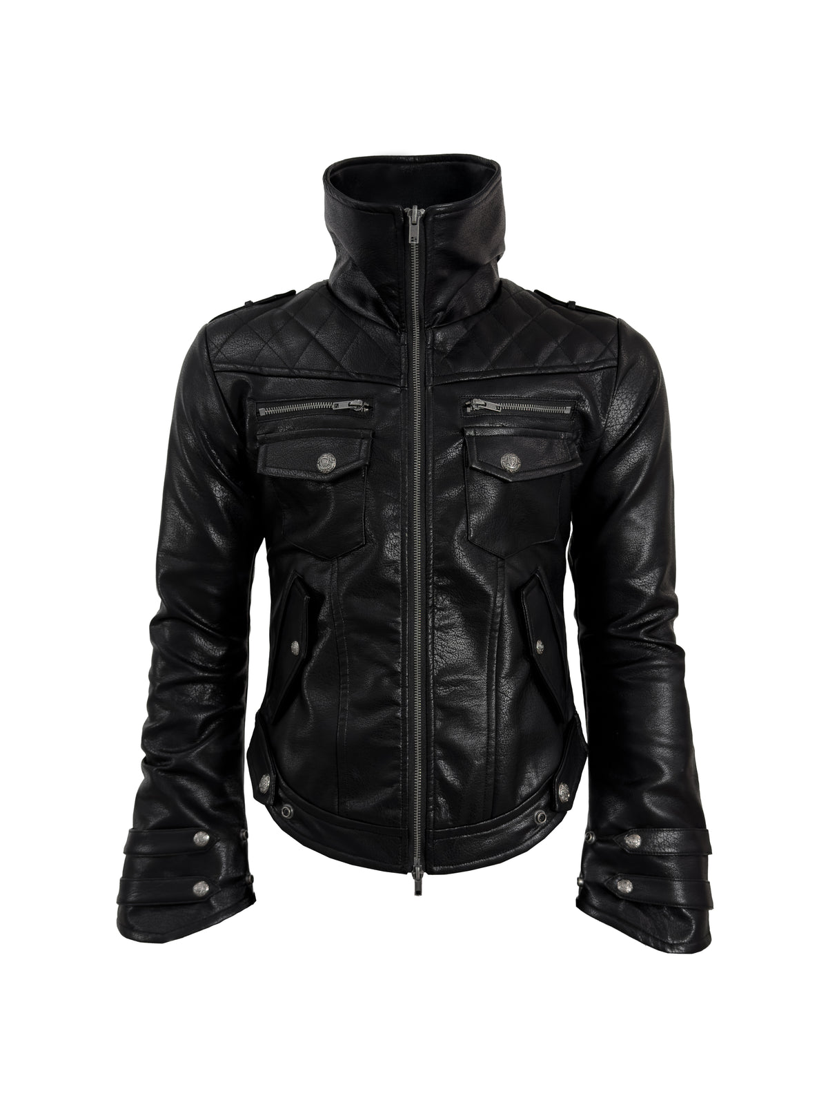 【Rosen Kreuz】HIGH-NECK GUARD LEATHER JACKET