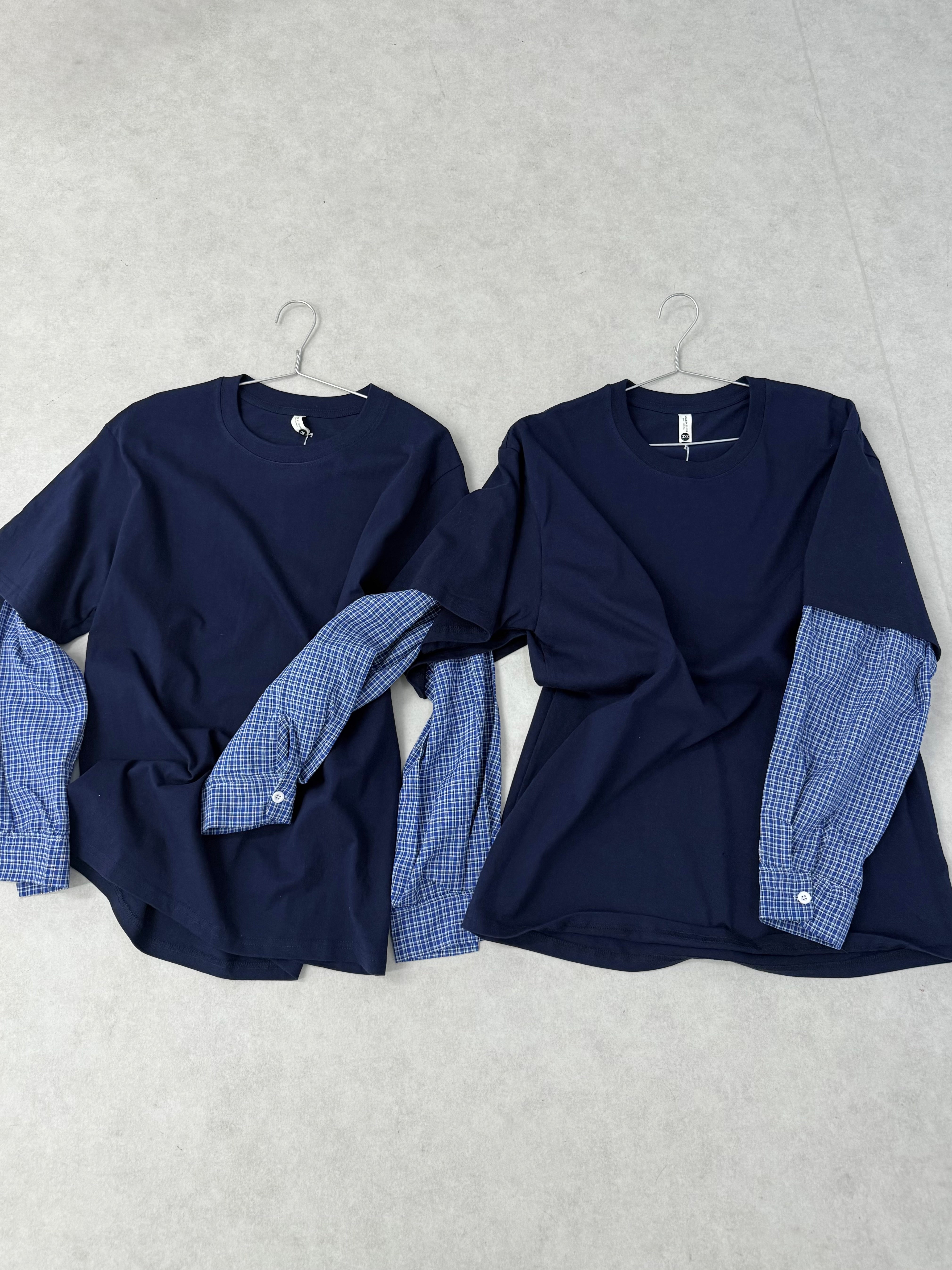 国際配送【Nerd out XU】gingham check design layered long sleeve