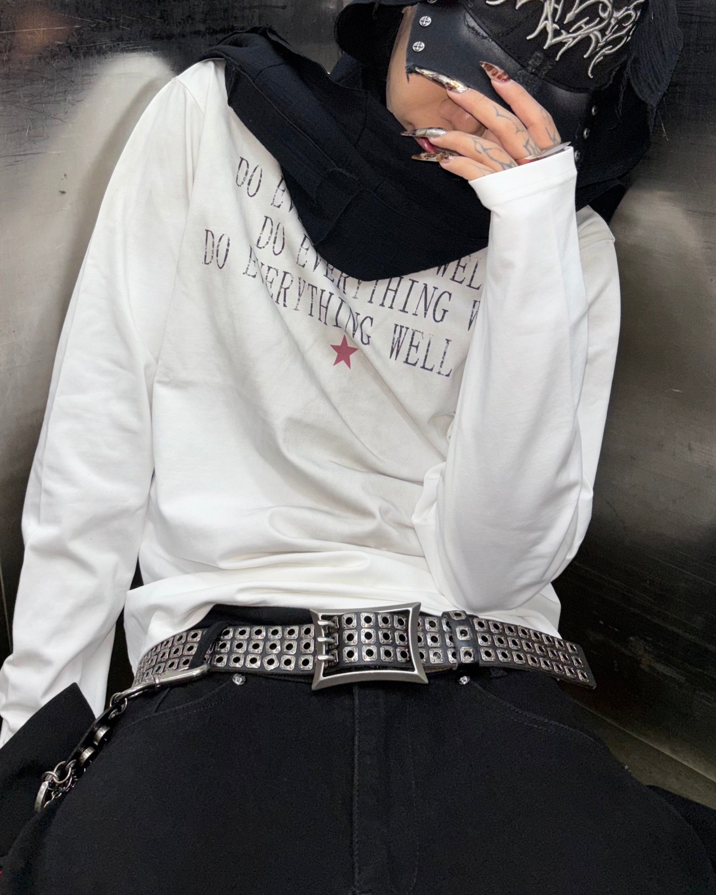 国際配送【Never mind the XU】Rivet eyelet biker belt