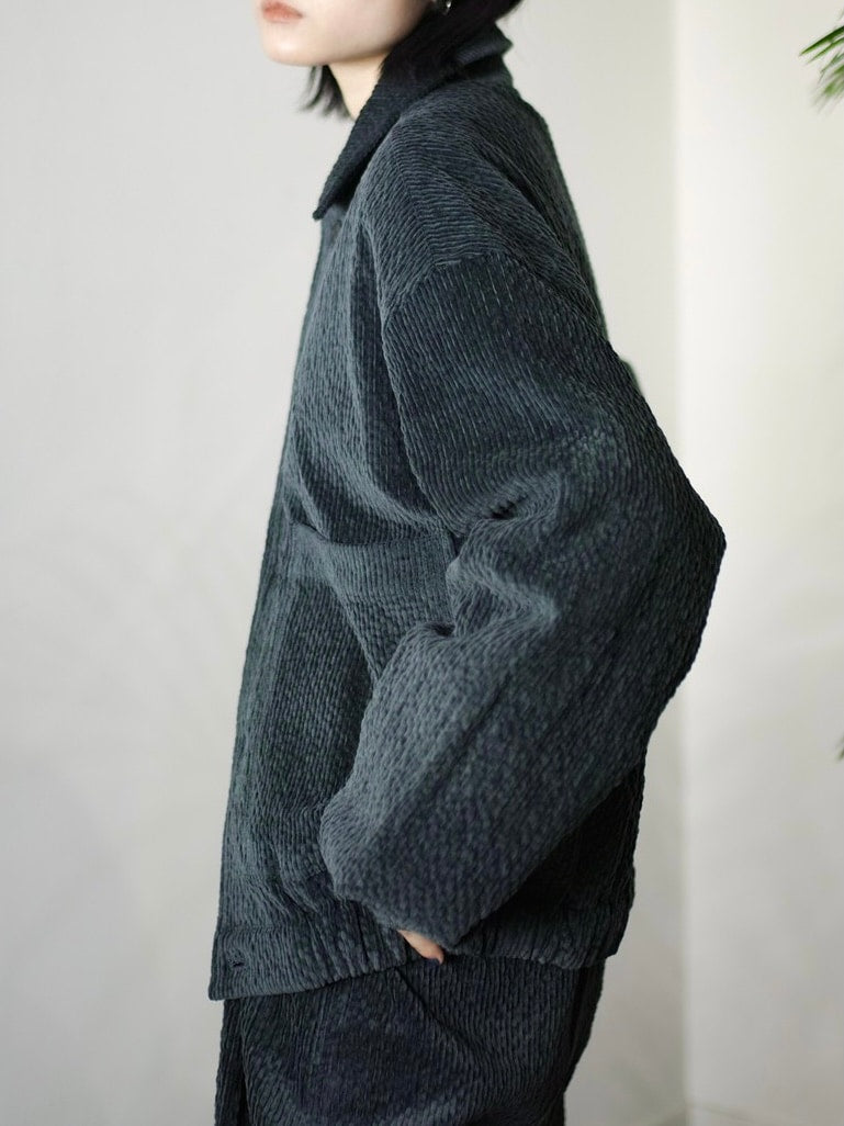 受注制【Chikashitsu +】set up design corduroy cropped jacket (3color)