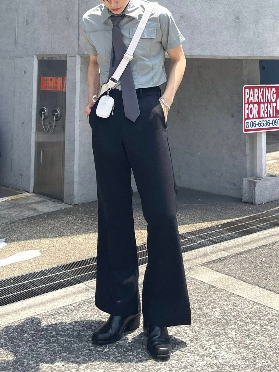 【Chikashitsu + ORIGINAL】full length flare slacks (2color)