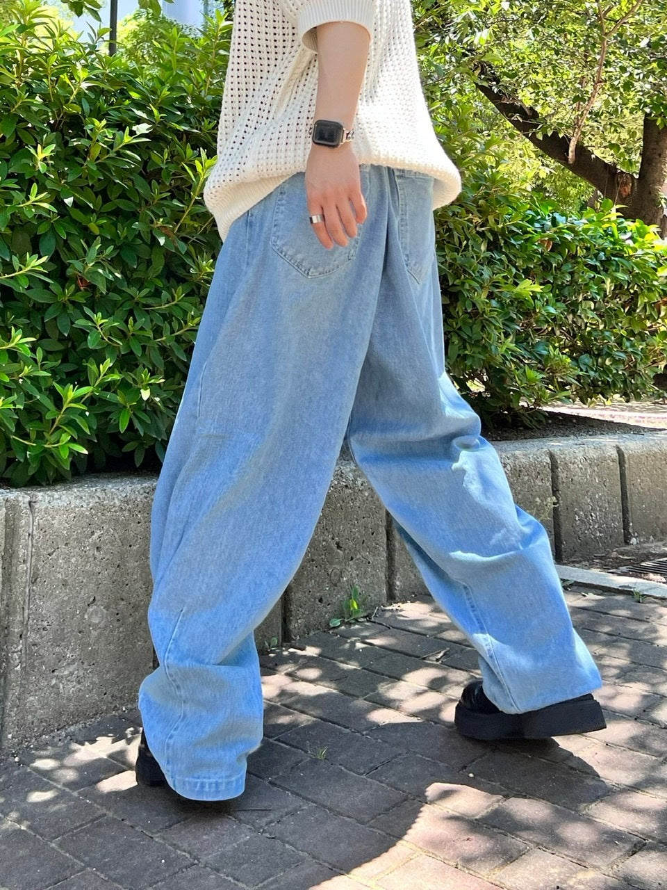 受注制【Chikashitsu +】super wide denim pants (4color)
