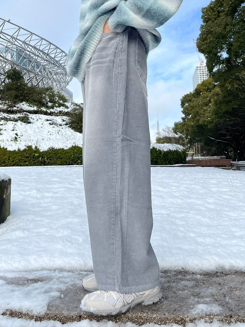 受注制【Chikashitsu +】vintage wash wide corduroy pants (2color)