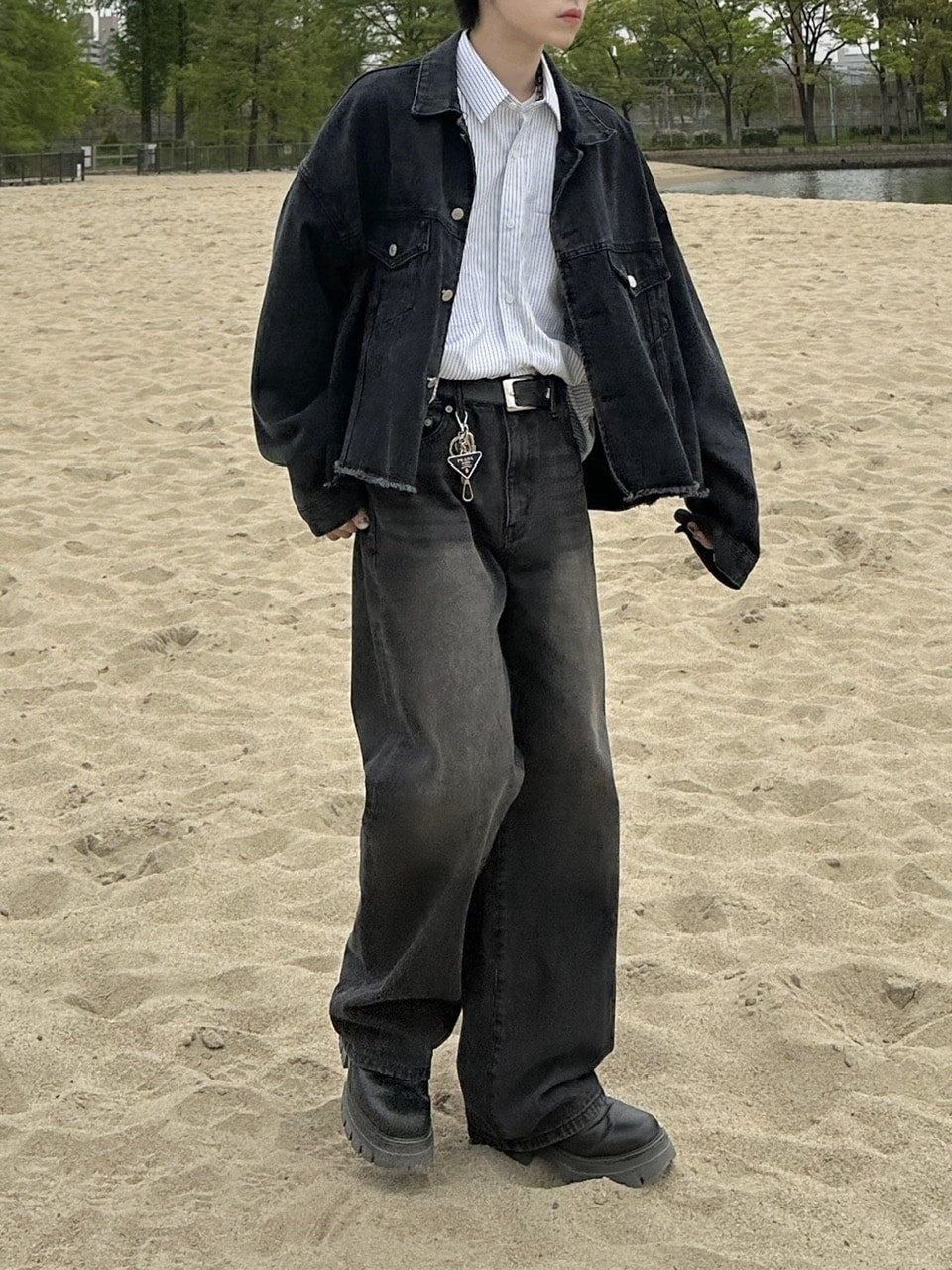 大阪店WEB限定受注制【Chikashitsu +】vintage color wash wide denim pants (3color)