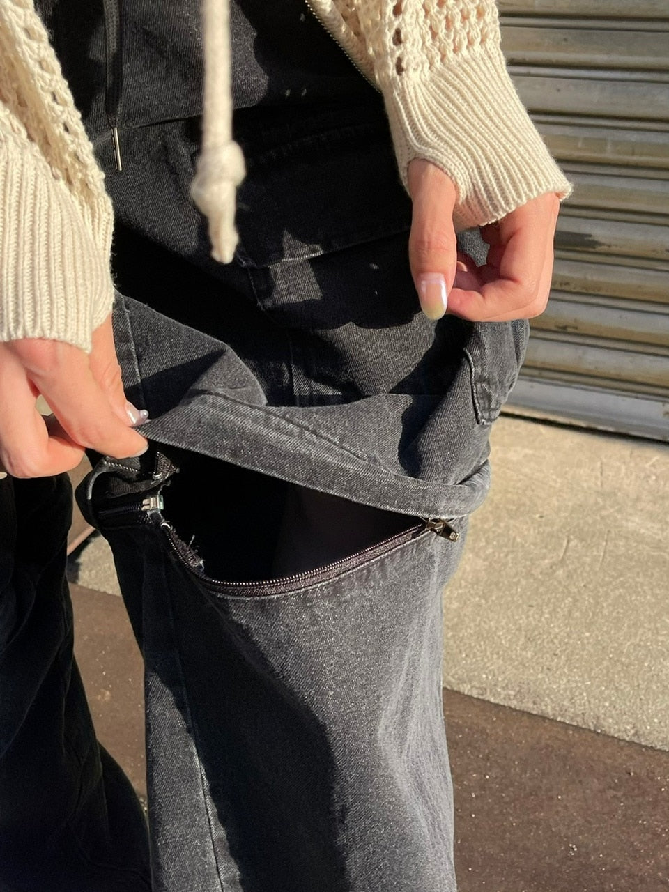 受注制【Chikashitsu +】2way heavy pocket denim cargo pants (2color)