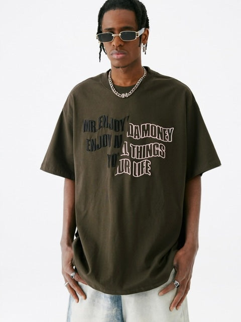 【MR. ENJOY DA MONEY】Cutting font short sleeves