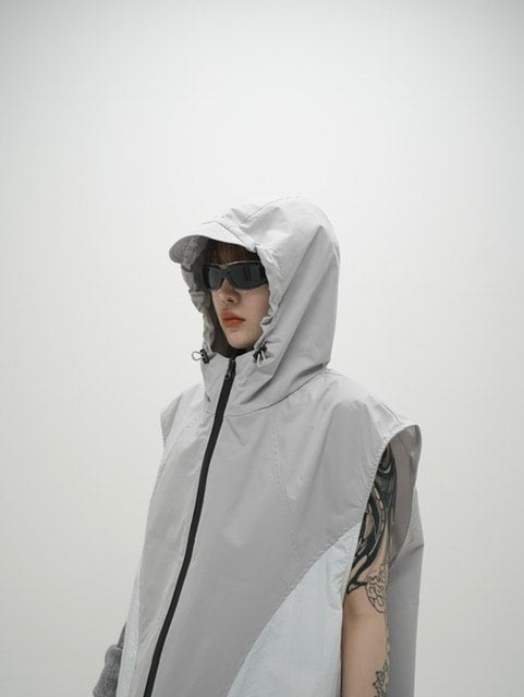 受注制【Never mind the XU】sleeveless zip up hoodie (3color)