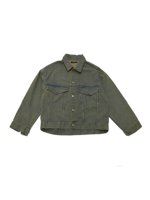 受注制【Never mind the XU】set up washed denim jacket (2color)