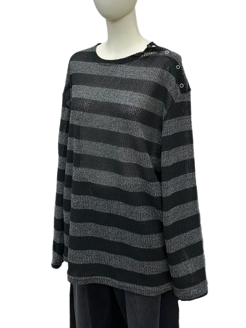 大阪店WEB限定受注制【Chikashitsu +】shoulder snap border knit (2color)