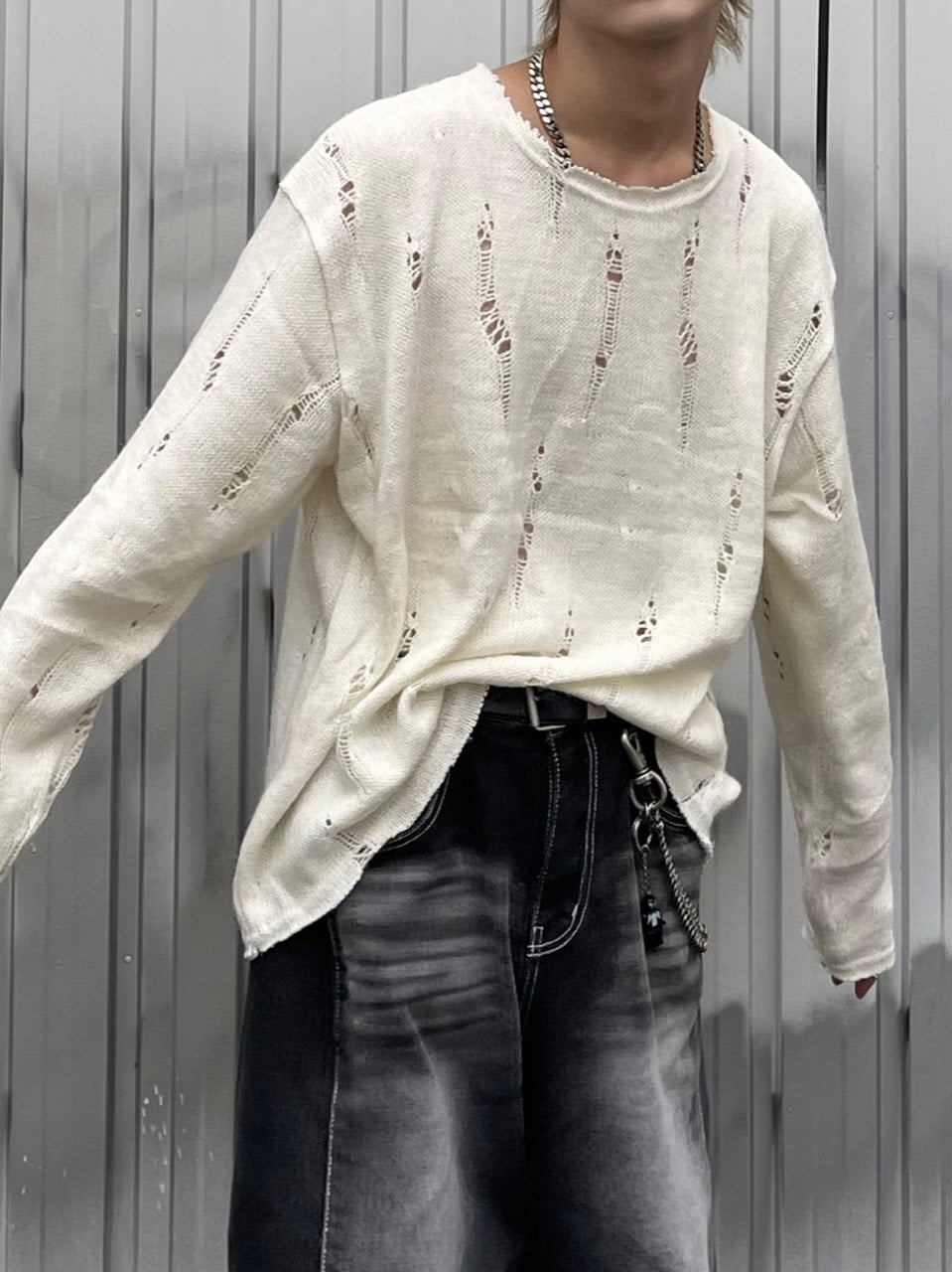 大阪店WEB限定受注制【Chikashitsu +】damage mohair knit (3color)