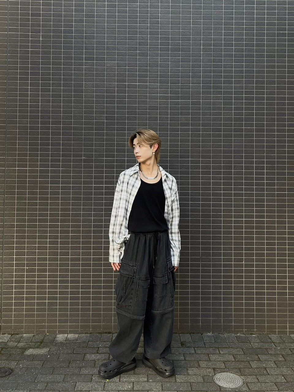 大阪店WEB限定受注制【Chikashitsu +】linen check shirt (3color)