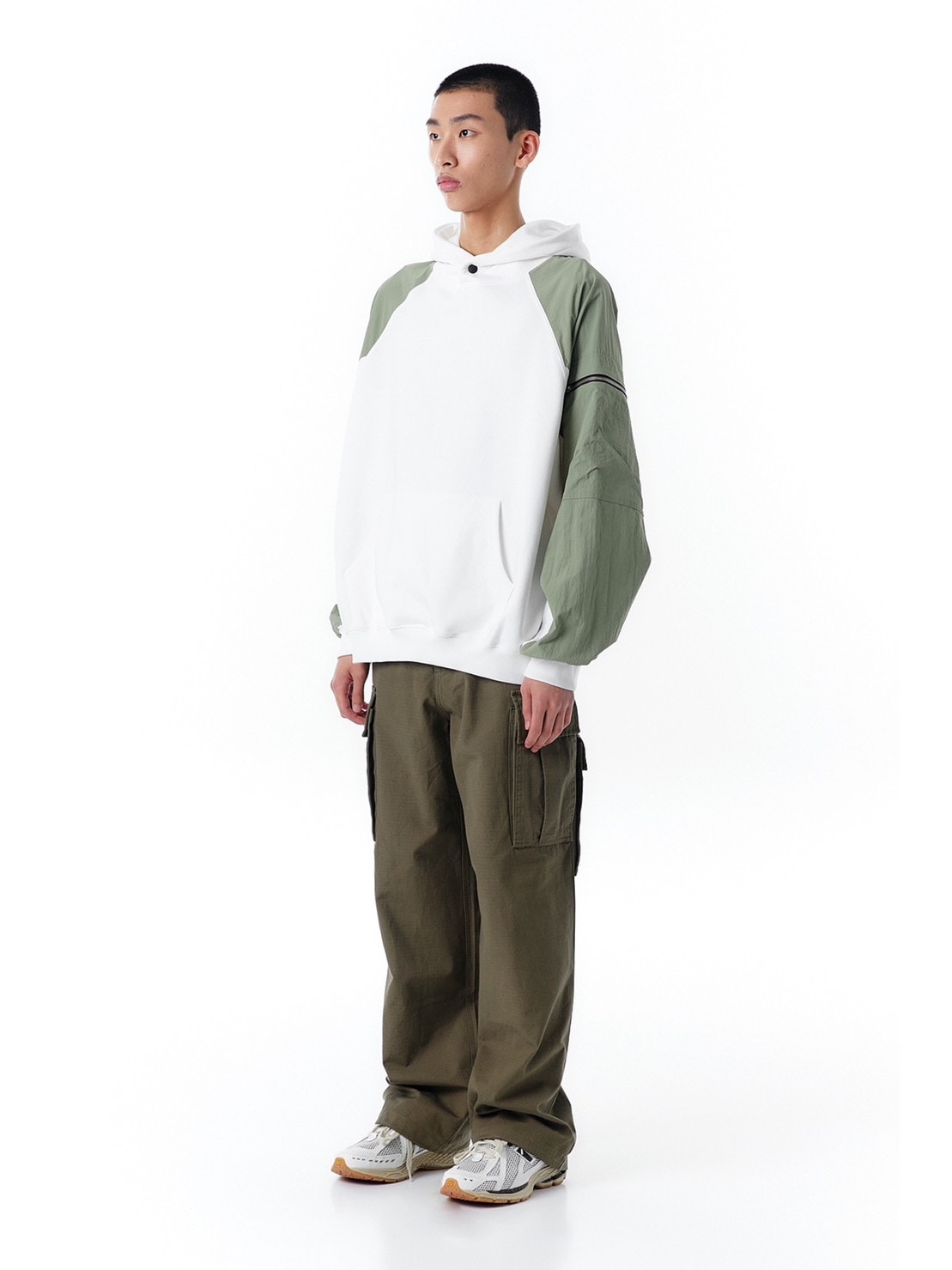 【OY】PANEL CONTRAST POCKET HOODIE