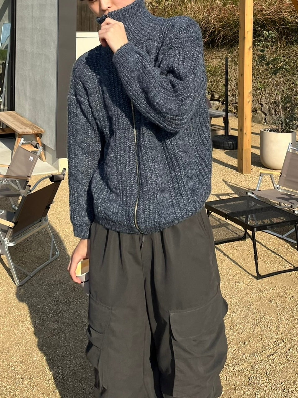 受注制【youll】zip up cable knit (5color)