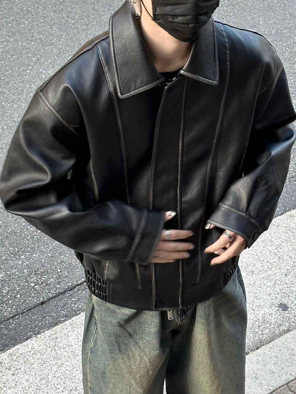 受注制【Chikashitsu +】leather blouson (2color)