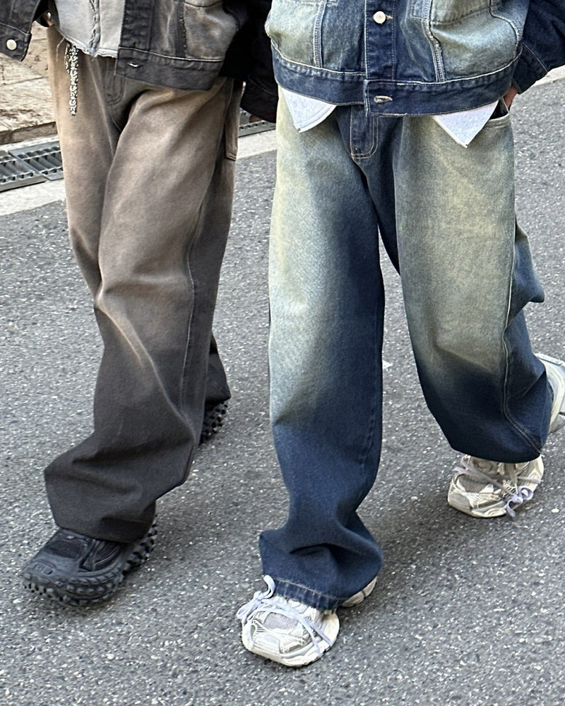 【Chikashitsu +】vintage wash denim pants (2color) / 【チカシツプラス】ヴィンテージウォッシュデニムパンツ
