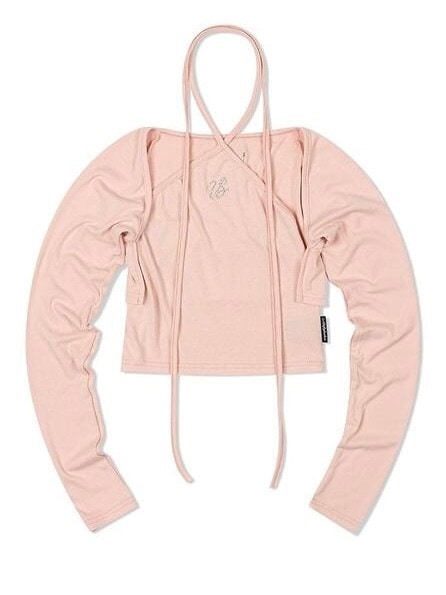 【Uglyshadow】BEADS TIE CARDIGAN SET / 【アグリーシャドウ】ビーズネクタイセット長袖カーディガン