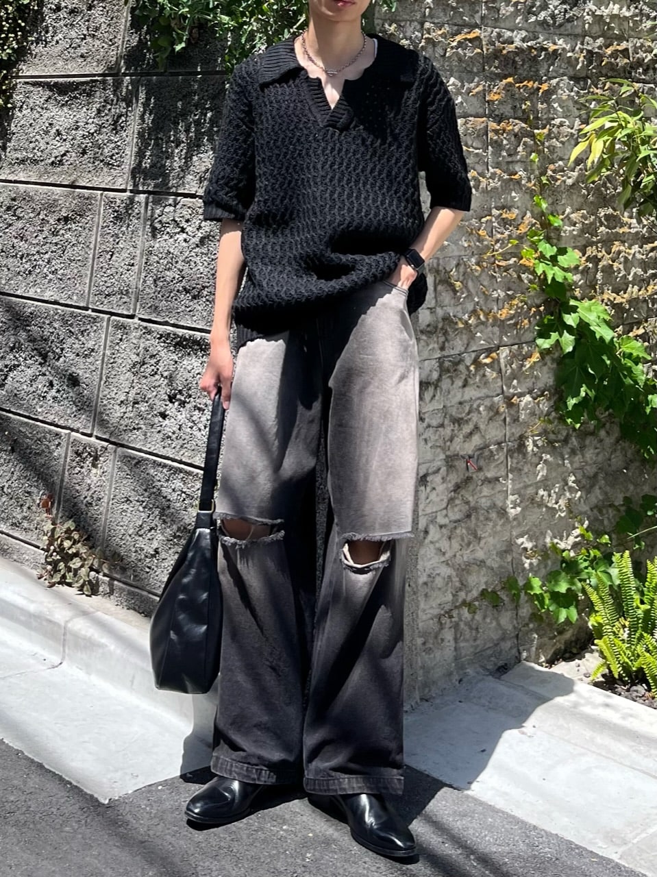 東京店WEB限定受注制【Chikashitsu +】skipper mesh knit polo (3color)