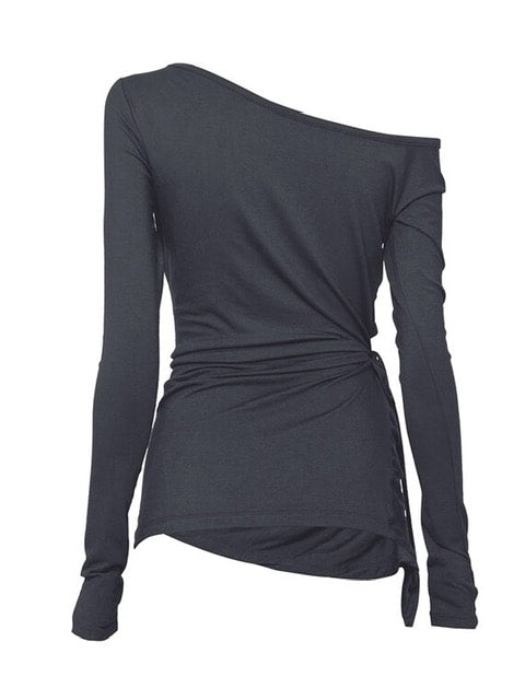 【FLAREUP】Handmade Twisted One-Shoulder Long Sleeve / 【フレアアップ】ハンドメイドツイストワンショルダー長袖Ｔシャツ