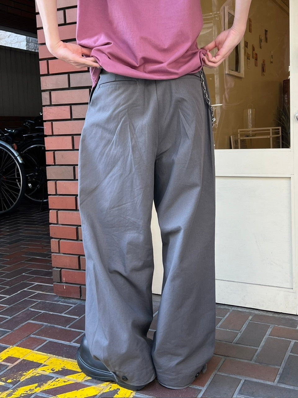 大阪店WEB限定受注制【Chikashitsu +】2tuck wide cotton pants (2color)