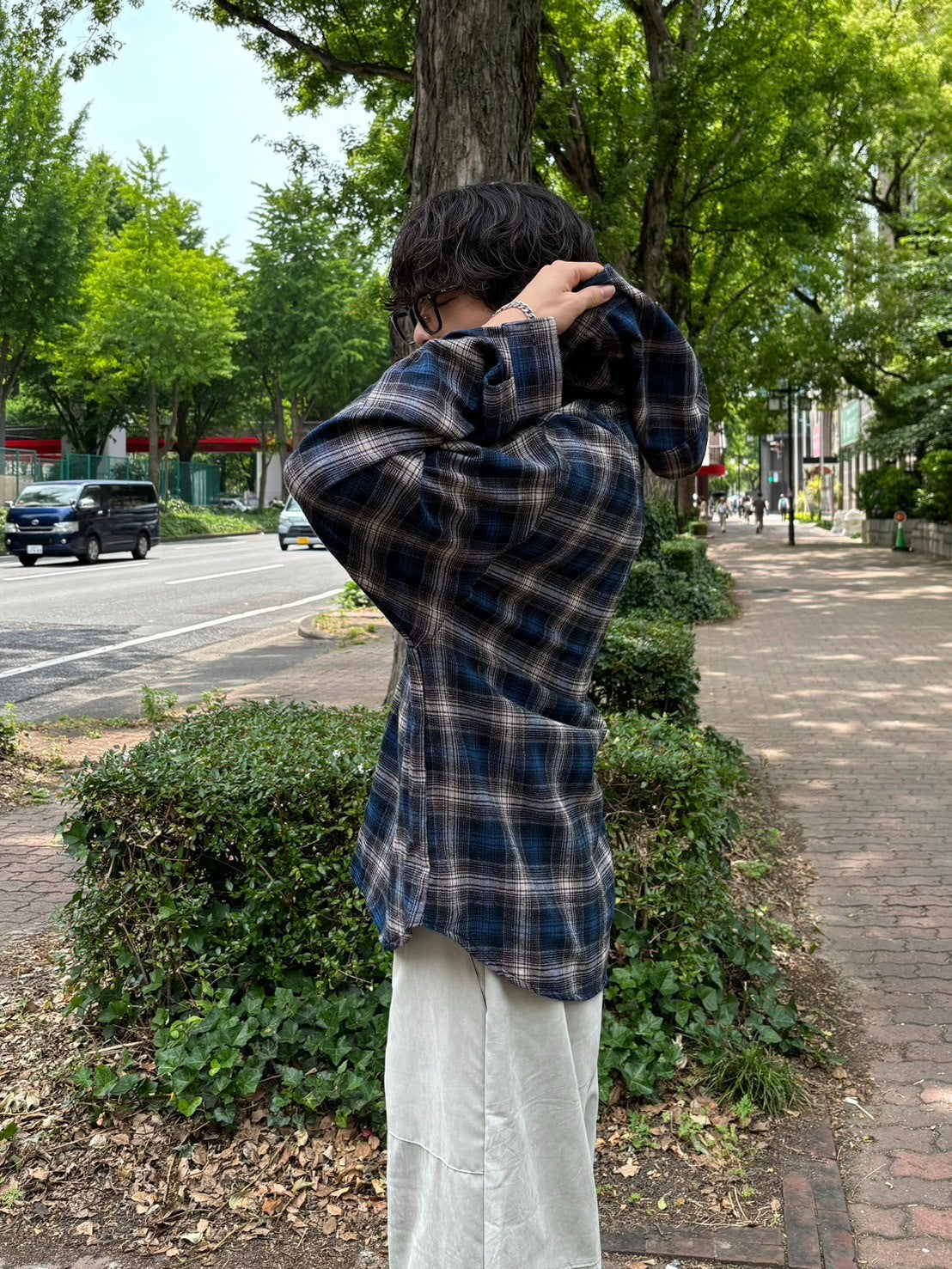 受注制【Chikashitsu +】glen check hooded shirt (2color) / 【チカシツプラス】グレンチェックフード長袖シャツ