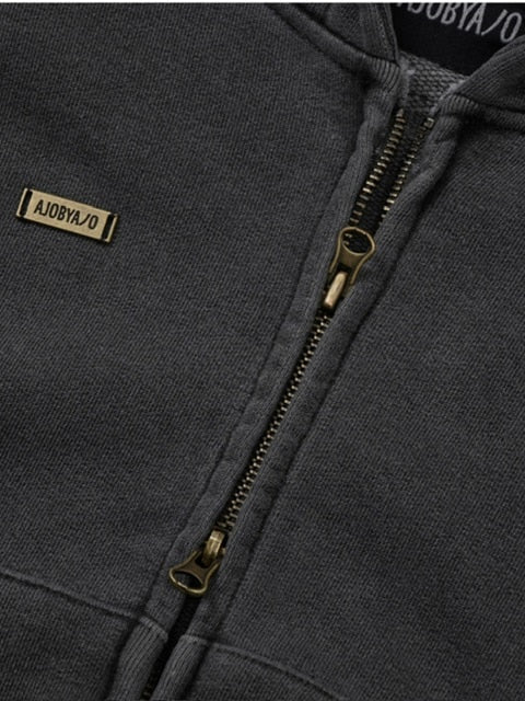 【AJOBYAJO】Vintage Pigment Zip-Up Hoodie