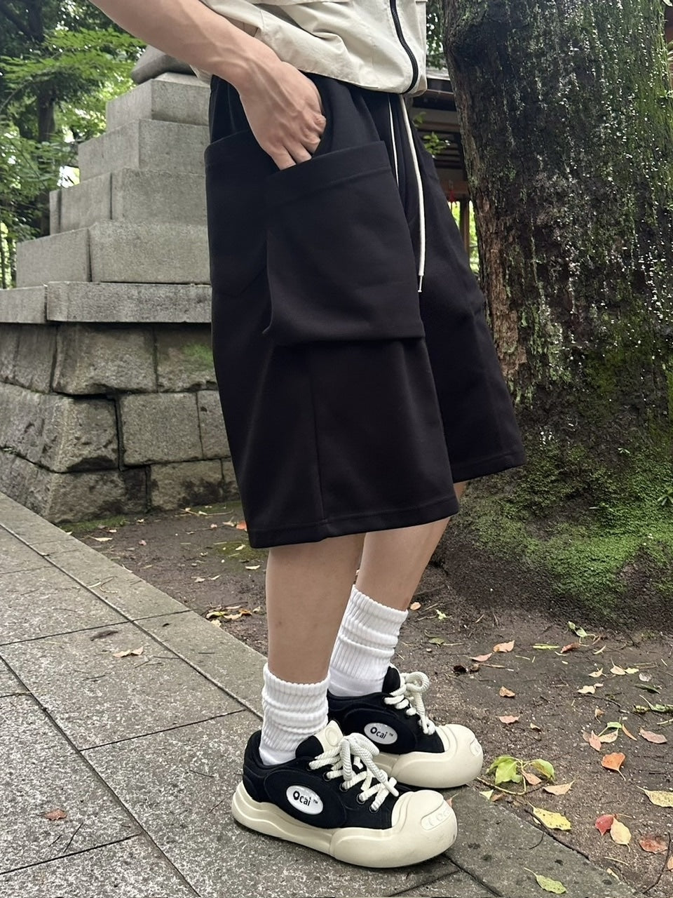 受注制【youll】double pocket sweat half pants (2color)