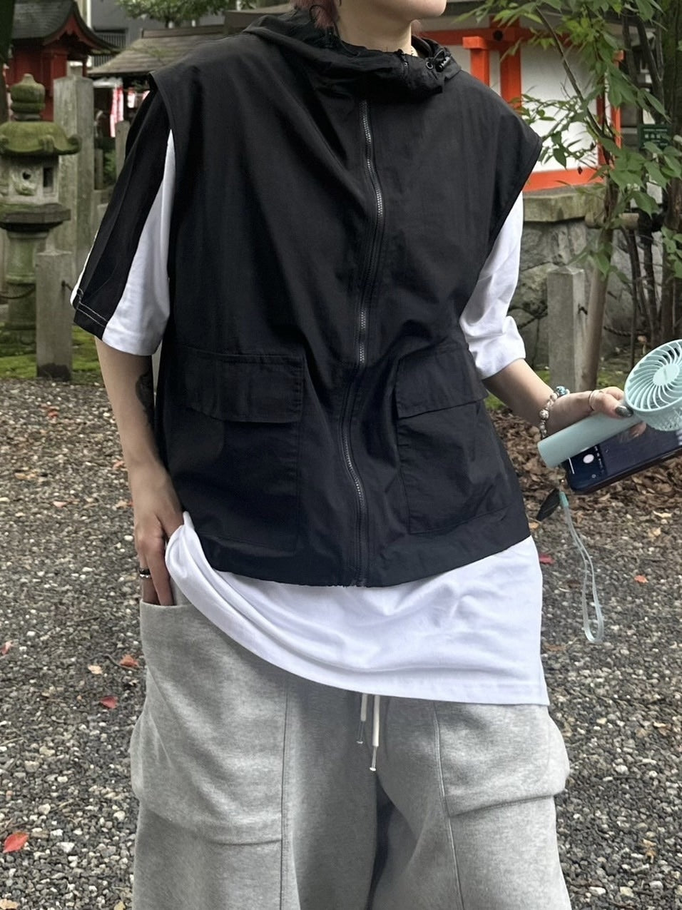 受注制【youll】nylon hooded vest (2color)