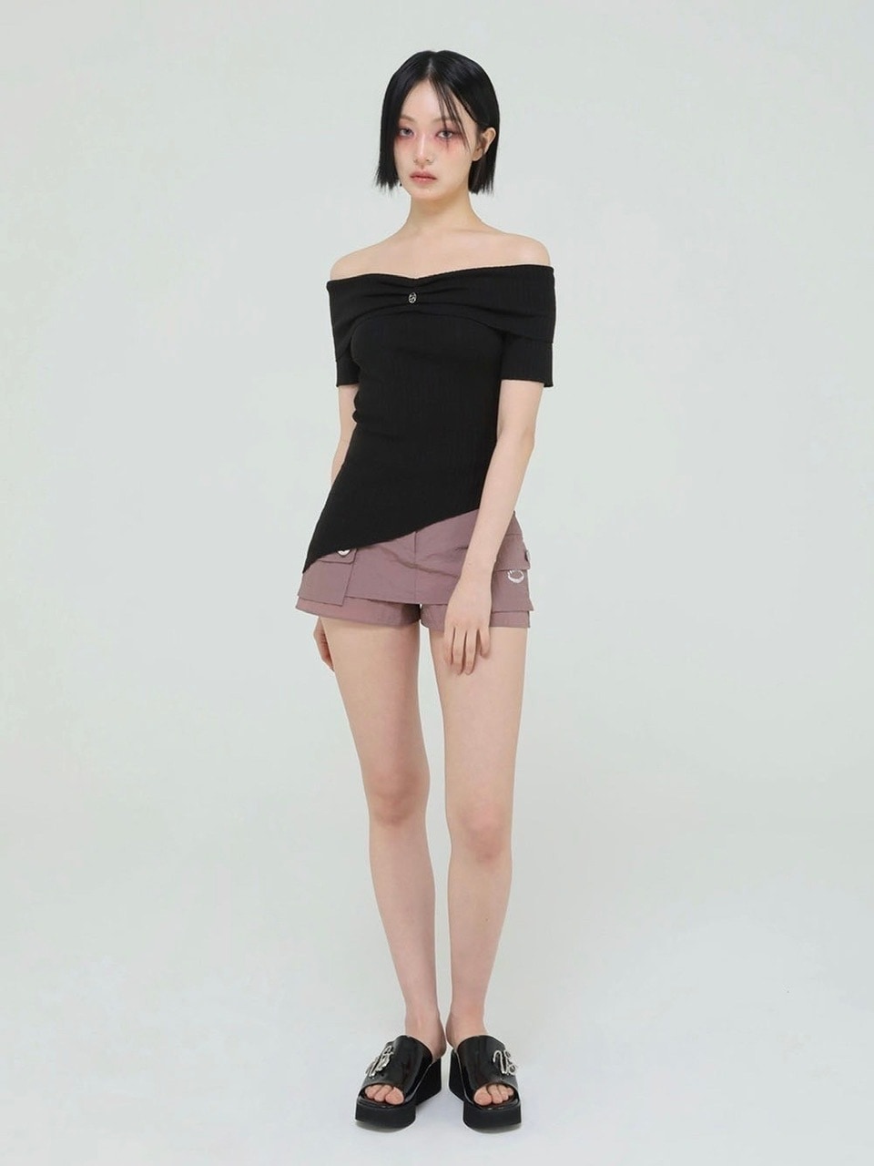 【Uglyshadow】UNBALANCED KNIT OFF SHOULDER