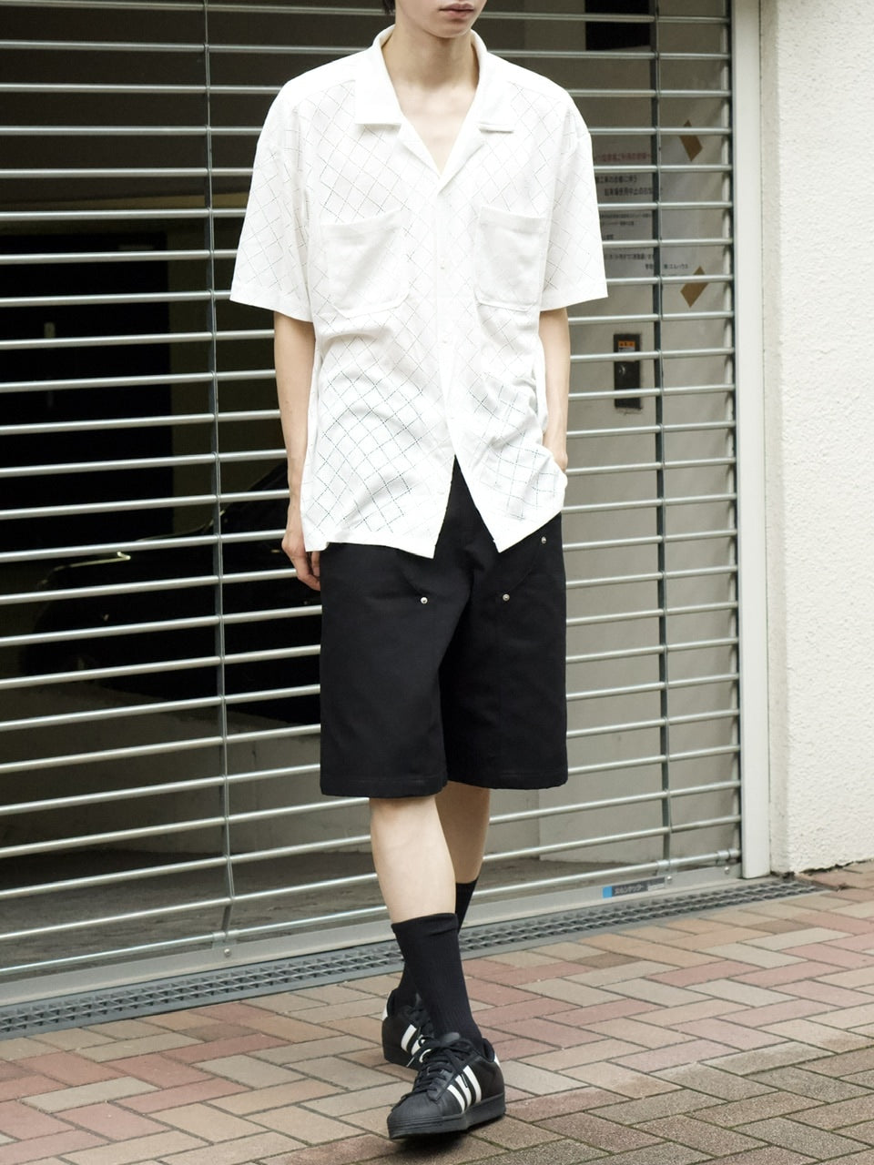 東京店WEB限定受注制【Chikashitsu +】argyle knit open color shirt (3color)