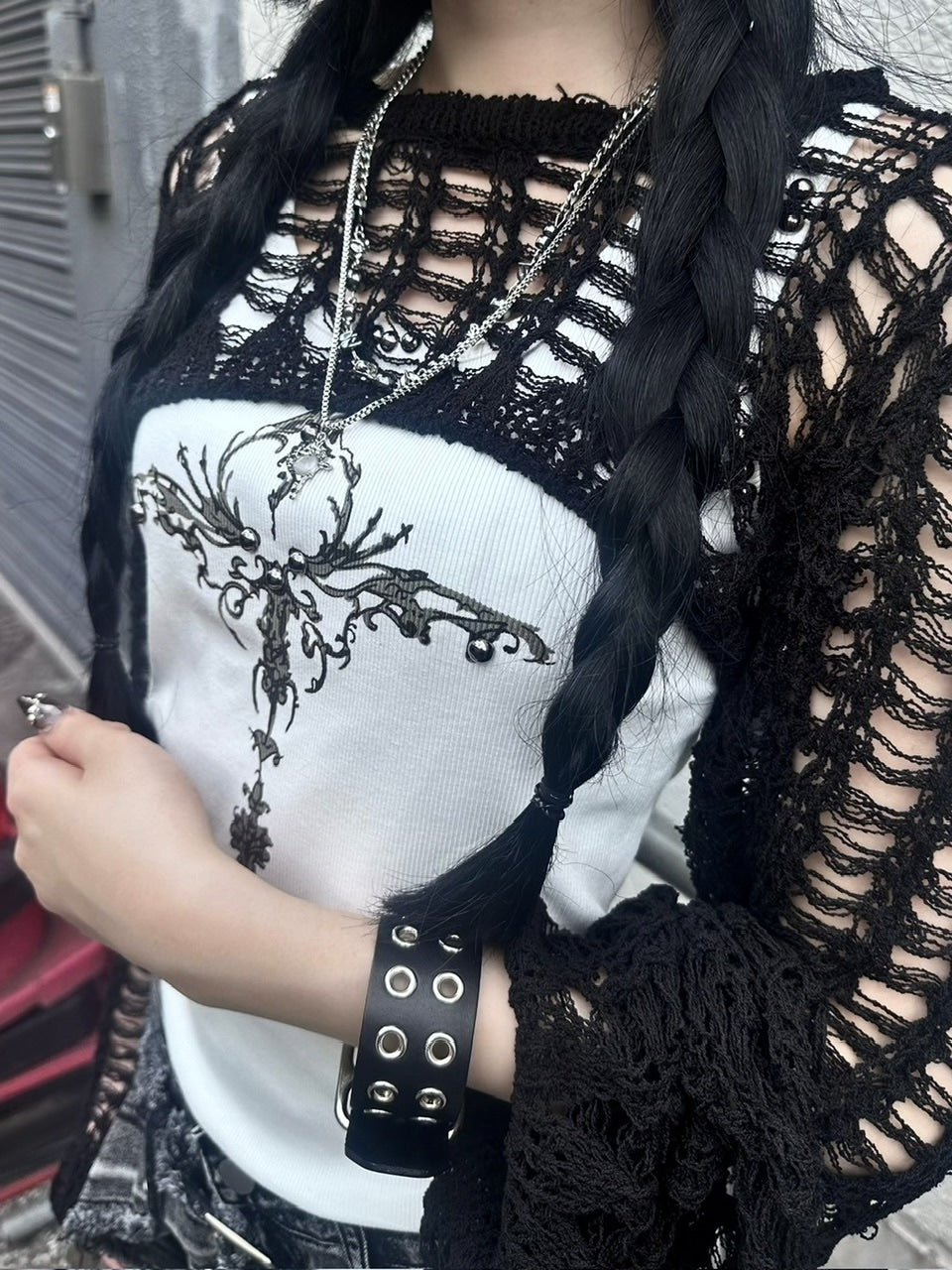 受注制【Never mind the XU】cropped summer knit (3color)