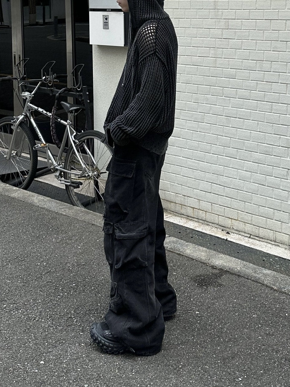 大阪店WEB限定受注制【Chikashitsu +】mesh zip damage hoodie (2color) / 【チカシツプラス】メッシュダメージジップアップ長袖パーカー