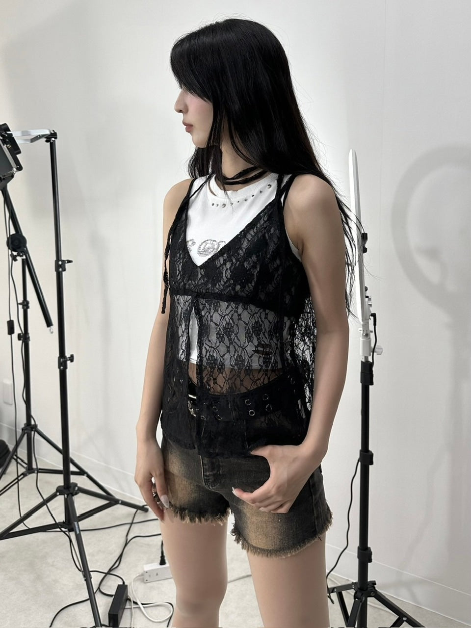 受注制【Never mind the XU】vintage wash denim short pants (2color)