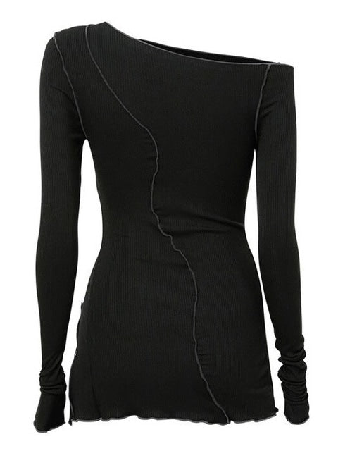 【FLAREUP】One-Shoulder Lettuce Stitch Cardigan