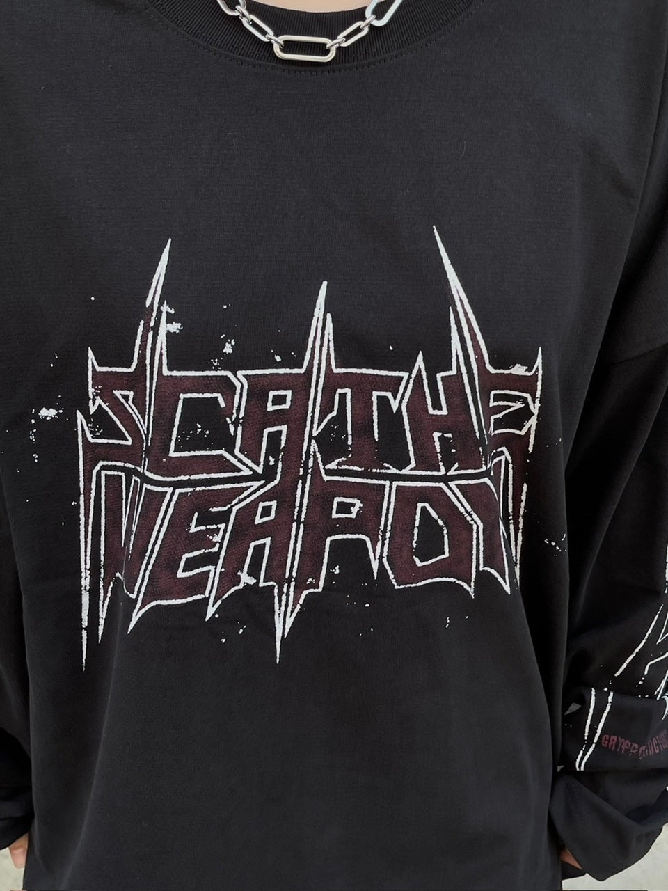 受注制【Chikashitsu +】oversized print long sleeve (2color) / 【チカシツプラス】オーバーサイズプリント長袖Tシャツ