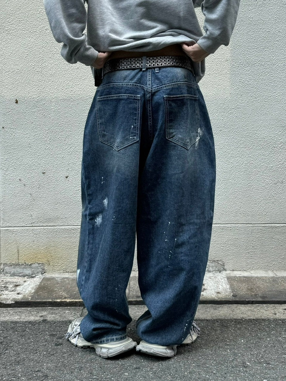 受注制【Chikashitsu +】painted buggy denim pants / 【チカシツプラス】ペイントバギーパンツデニムパンツ